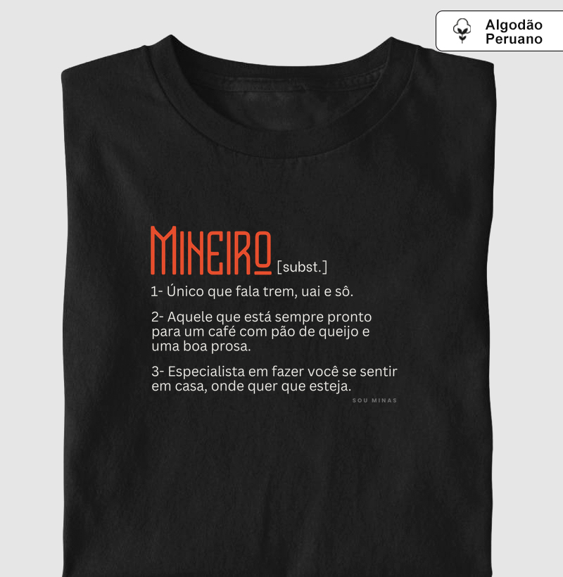 Camiseta Mineiro Dicionário | Vocabulário Mineirês - Algodão Peruano