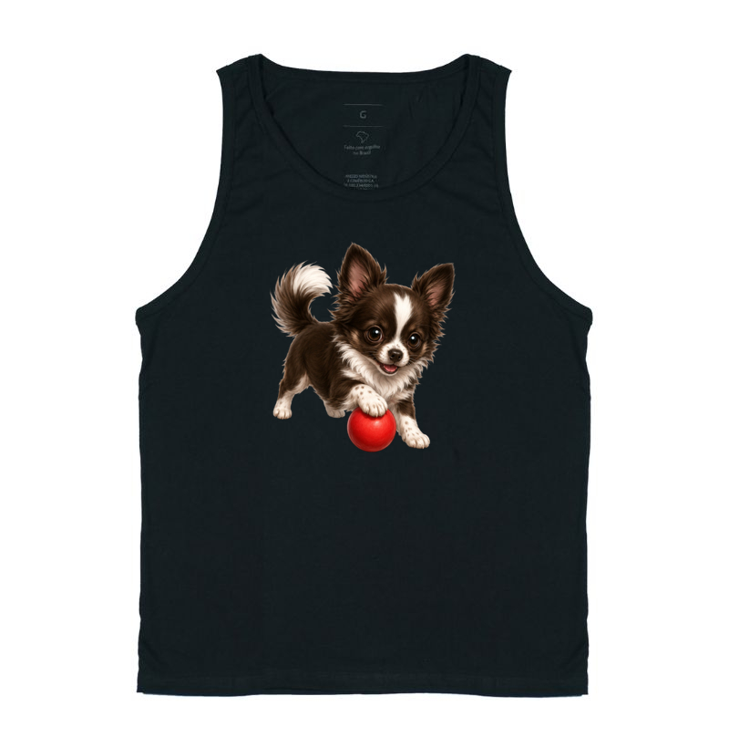 Chihuahua Pelo Longo Marrom - Desenho Animado - Regata