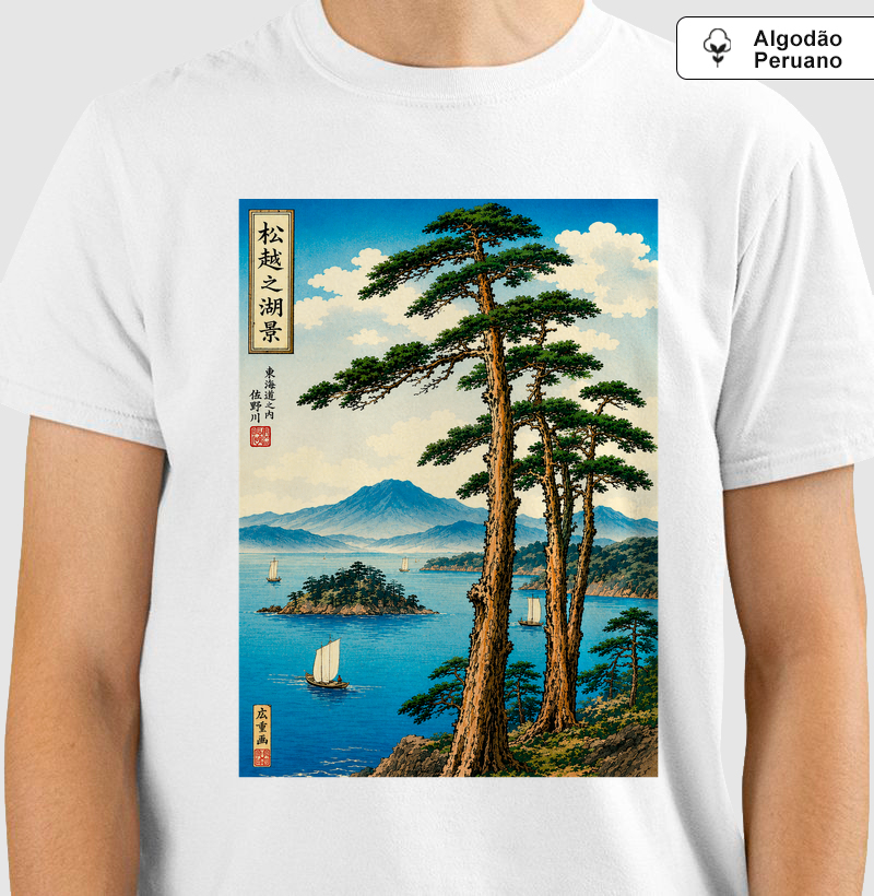 Camiseta Kawase Hasui Paisagem Japonesa | Arte Shin-hanga | Algodão Peruano Premium
