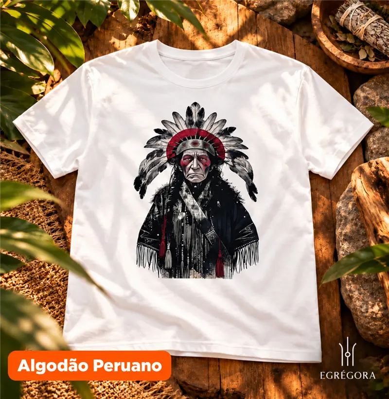 Xamã Guardião Ancestral - Camiseta Algodão Peruano