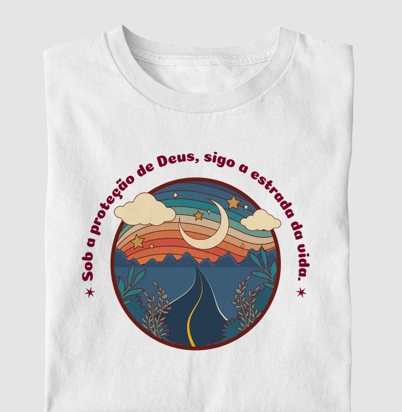 Camiseta Cristã Feminina Estada da Vida Proteção Divina