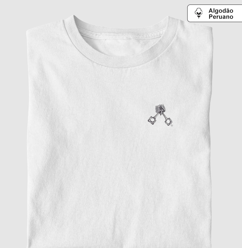 Camiseta bielas unidas como os engenheiros  algodão peruano