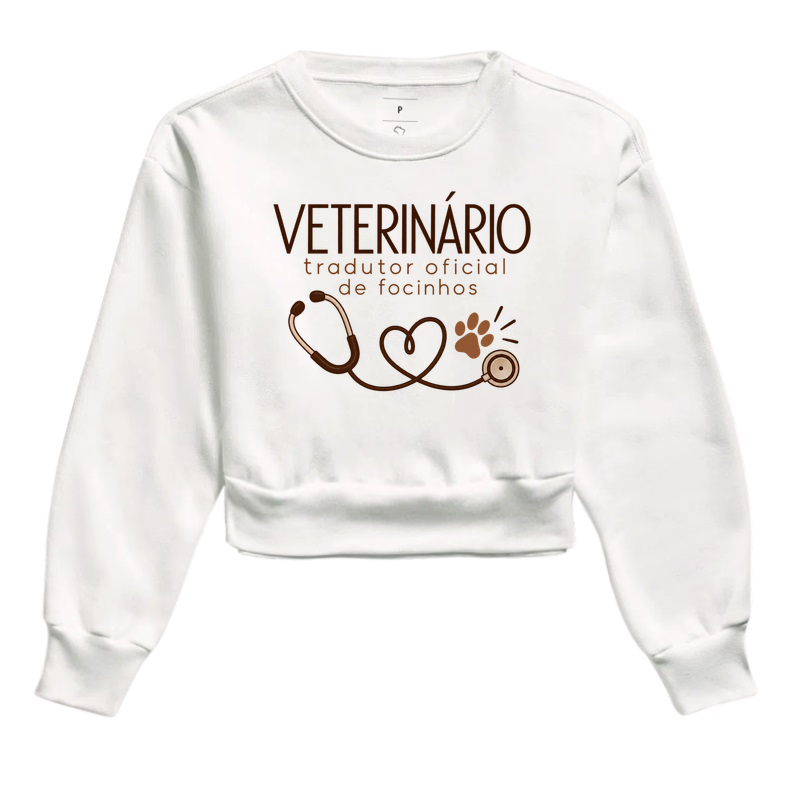 Veterinário Tradutor Oficial de Focinhos - Cropped Moletom