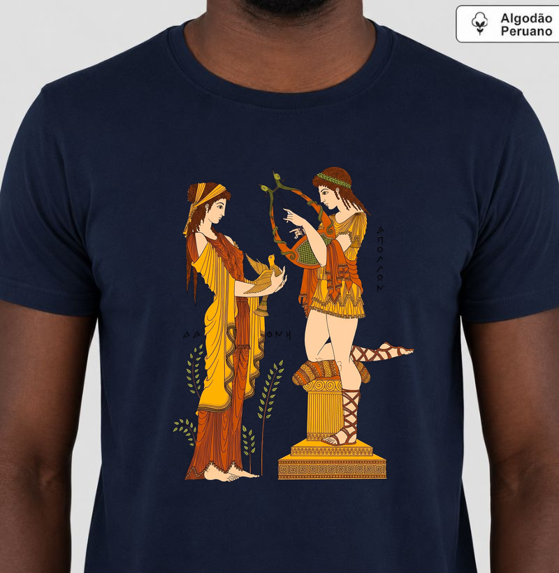 Camiseta Mitologia Grega Apolo e Dafne Algodão Peruano Tanguis 