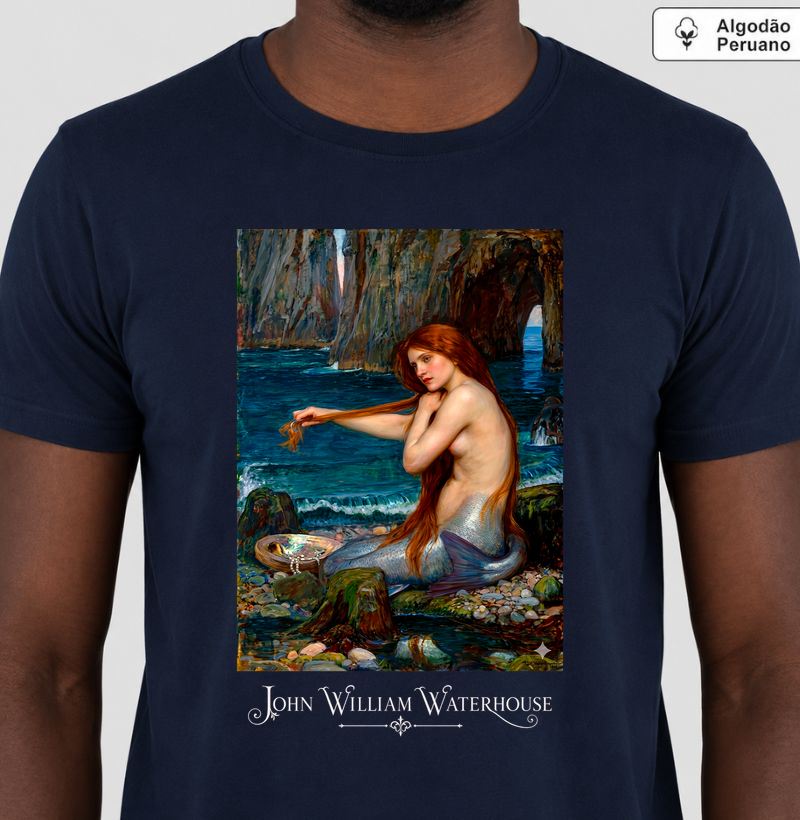 Camiseta em Algodão Peruano Mitologia Grega Sereia Waterhouse