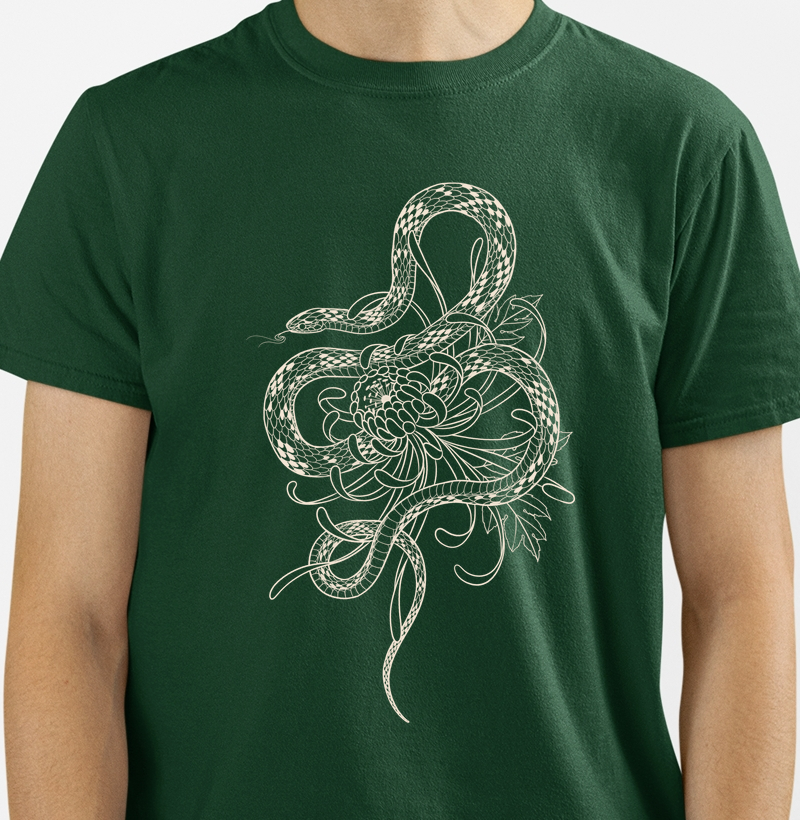 Serpente e crisântemo 