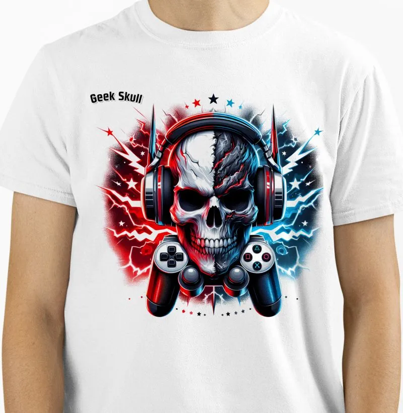 camisa de desenho arte game horizon personalizado -... Geek Skull