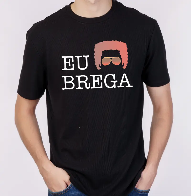 Camiseta Masculina "Eu RR Brega" Preta/Colorida