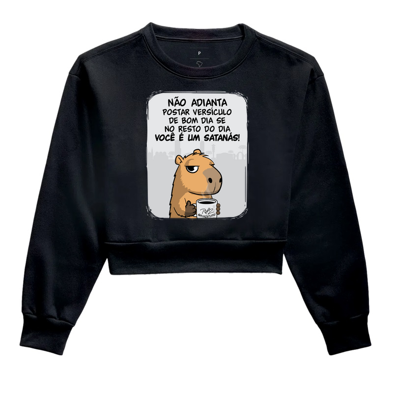 Camiseta Capivara Você é um Satanás - Cropped Moletom