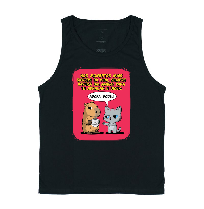Camiseta Capivara e Gato Amigos - Regata