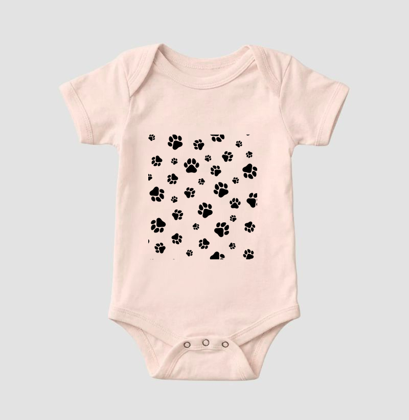 Body Infantil - Fundo Patinhas Pretas