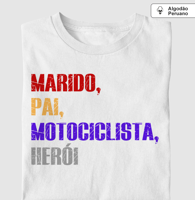 Supreme Marido, pai, motociclista, herói (tecido algodão peruano)