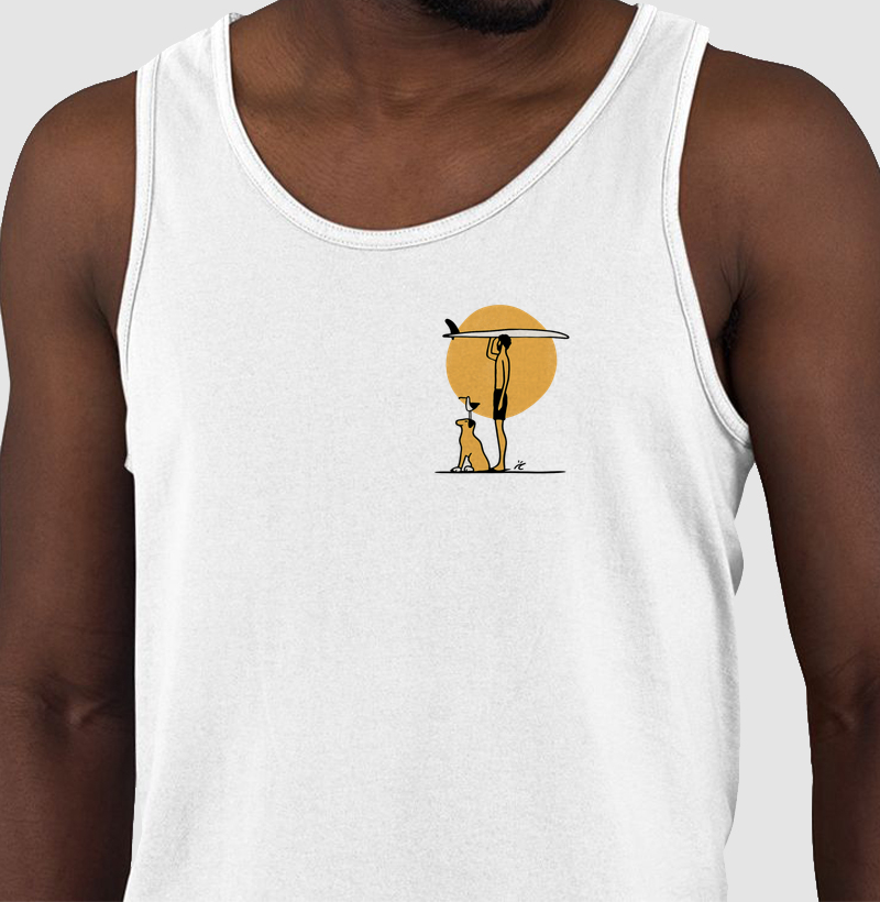 Surfista e amigo cão