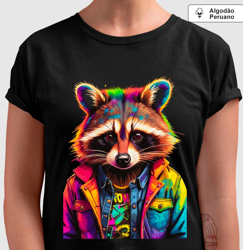 Camiseta Algodão Peruano Guaxinim Urbano