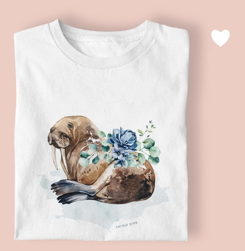 Camiseta Feminina Ilustrada Leão Marinho 