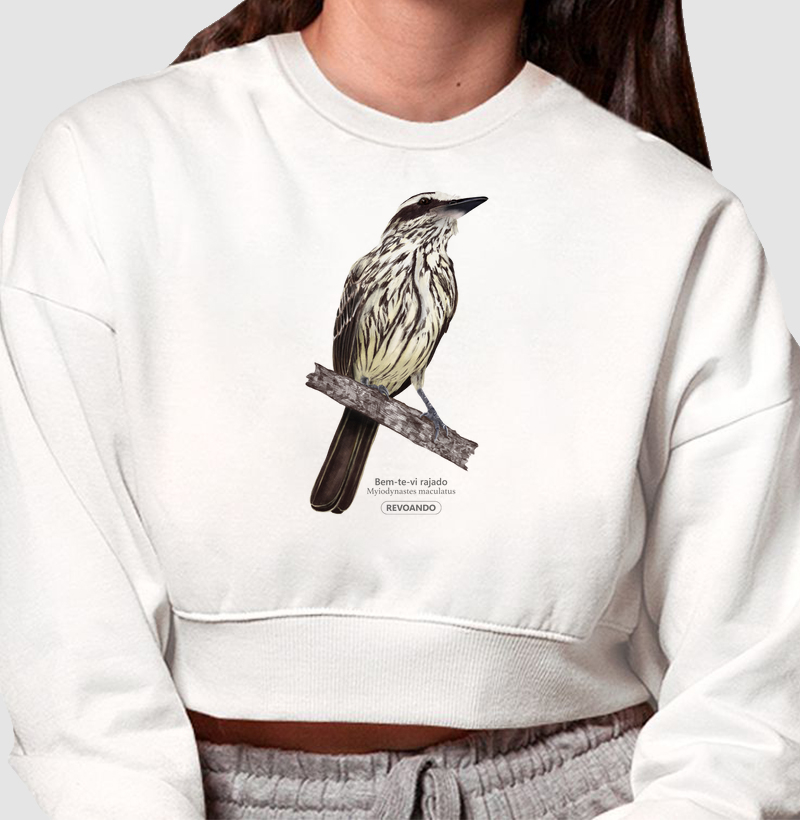 Inky Aves - Bem-te-vi rajado - Moletom Cropped