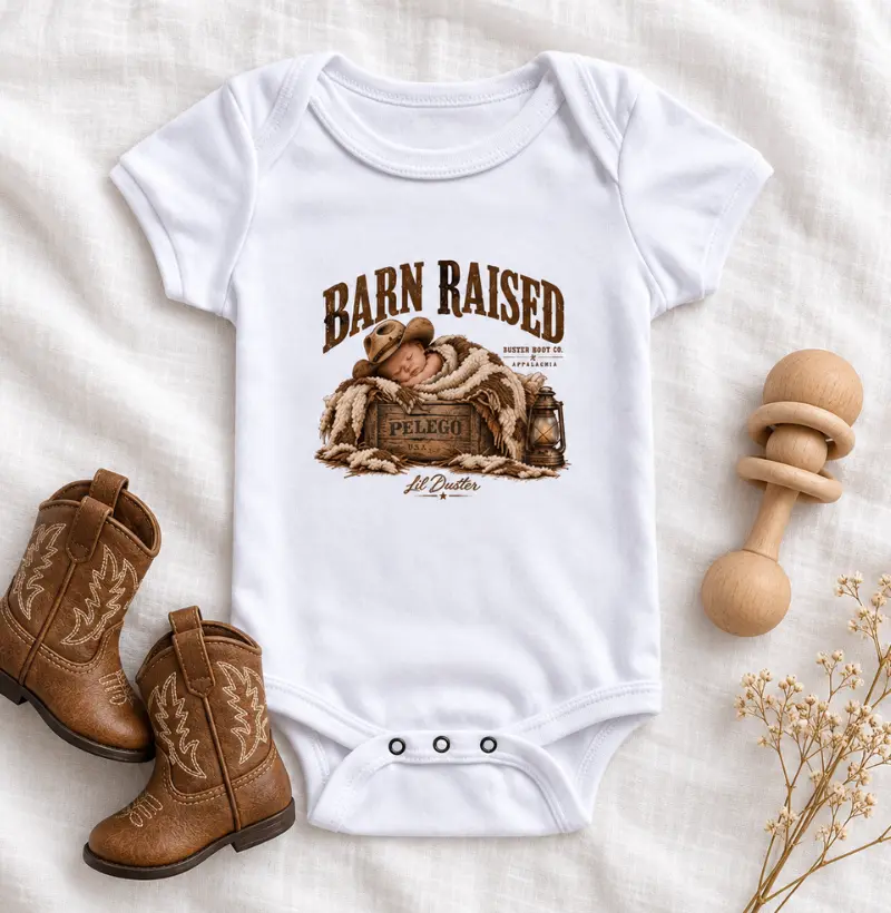 Body Bebê Unissex Barn Raised – Lil’ Dustler Country 100% Algodão