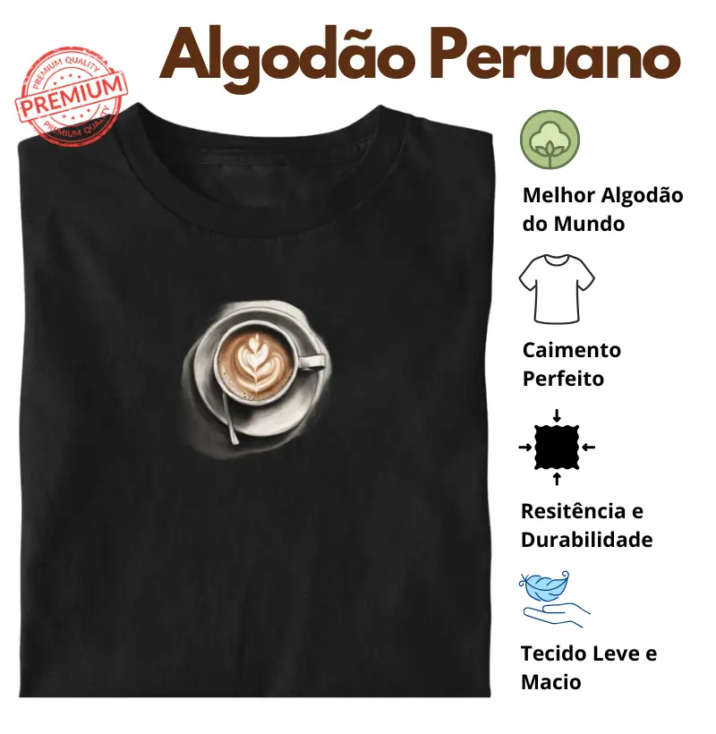 Camiseta Latte Art Algodão Peruano