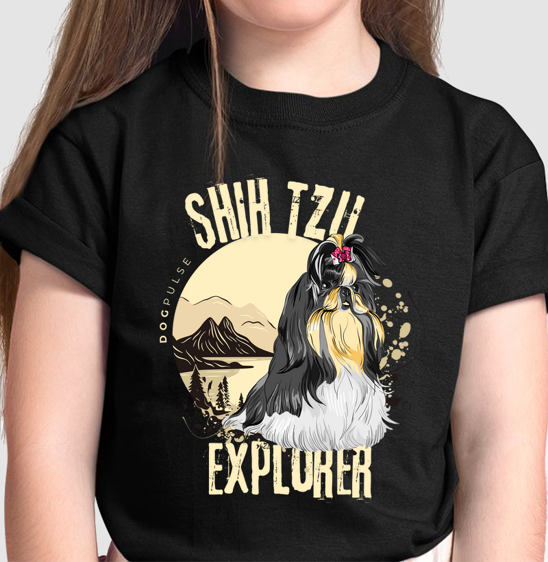 Camiseta Infantil Dog Pulse Shih Tzu Explorer – Gentle Adventurer