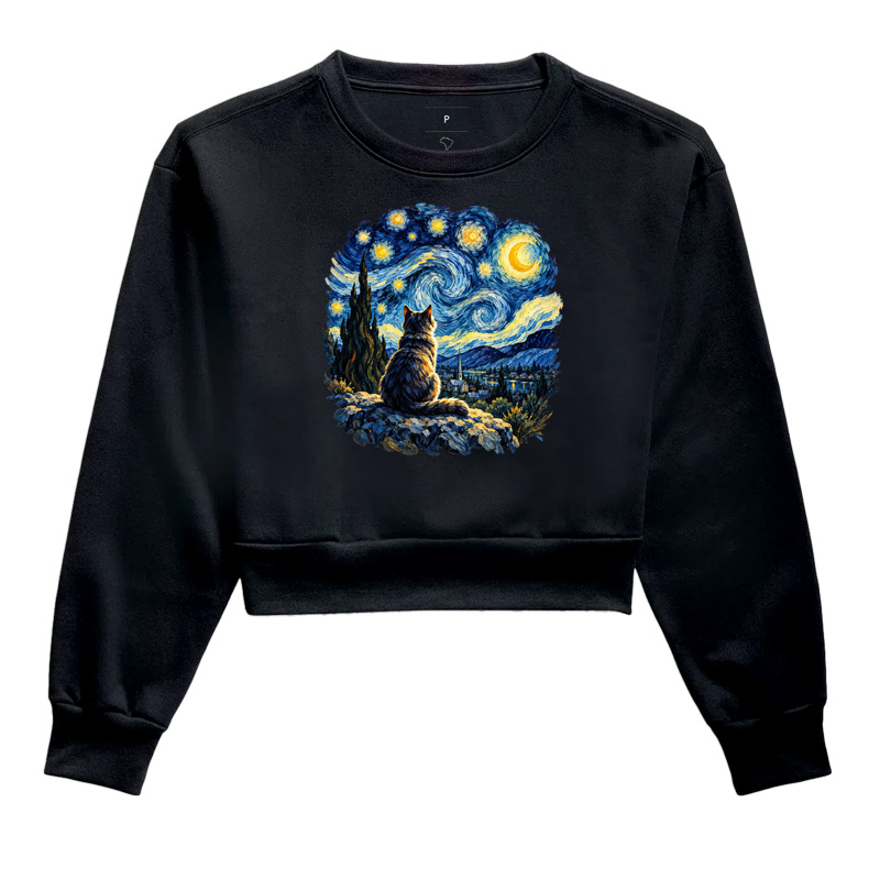 Gato Van Gogh - Cropped Moletom