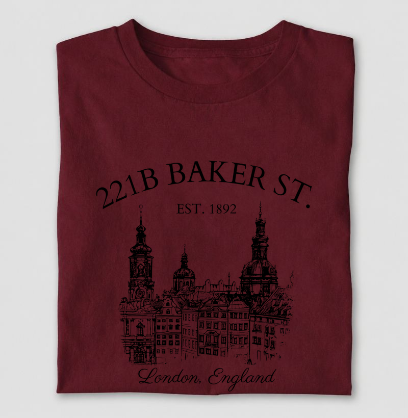 Camiseta Sherlock Holmes 221B Baker Street – Literatura Inglesa 