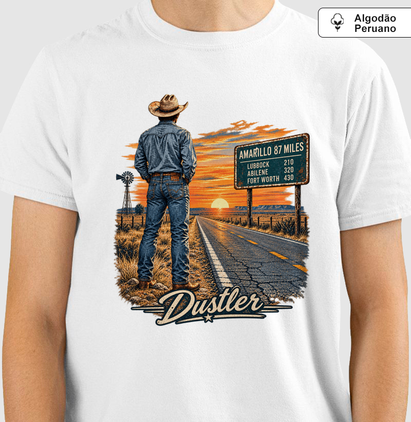 Camiseta Country Masculina Amarillo Road Dustler South Co. Algodão Peruano Premium