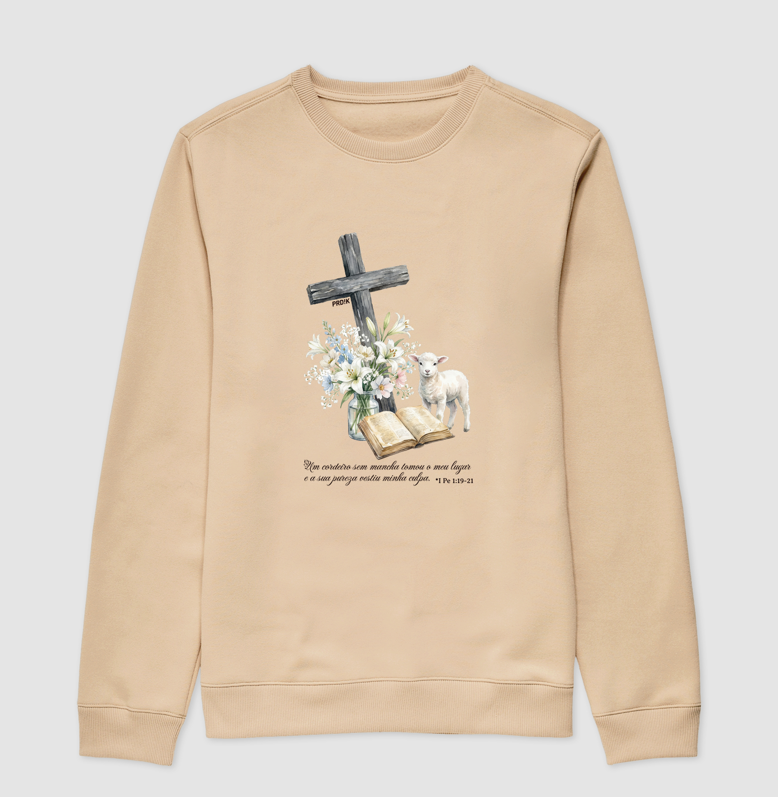Moletom Algodão com Estampa - O Cordeiro Vestiu Minha Culpa