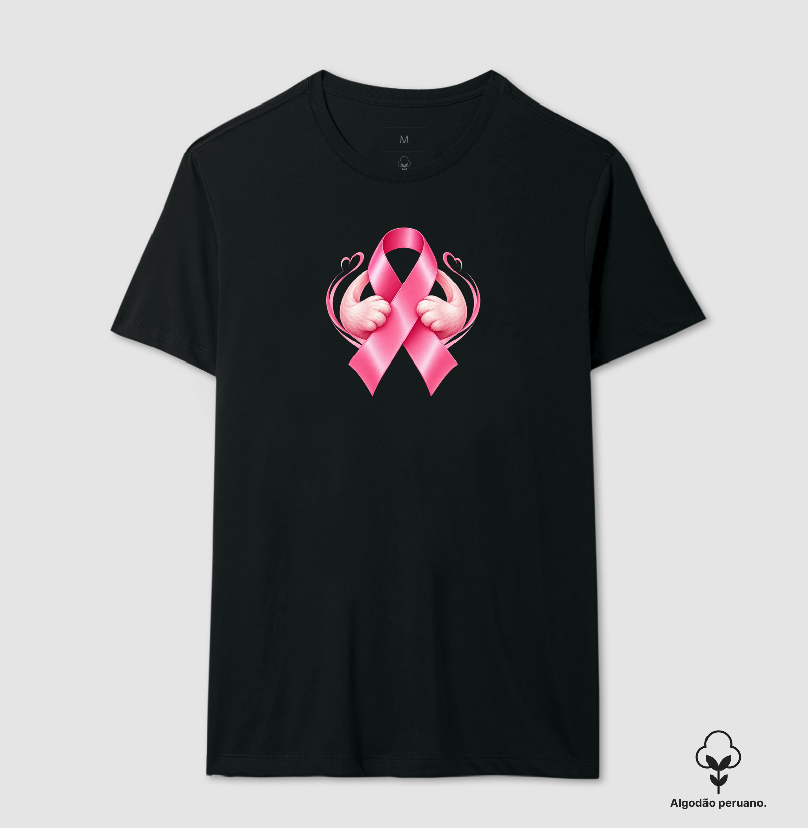 Pata & Amor Outubro Rosa - Camiseta Algodão Peruano