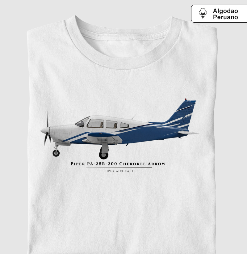 Piper PA-28R-200 Cherokee Arrow - Camiseta Algodão Peruano