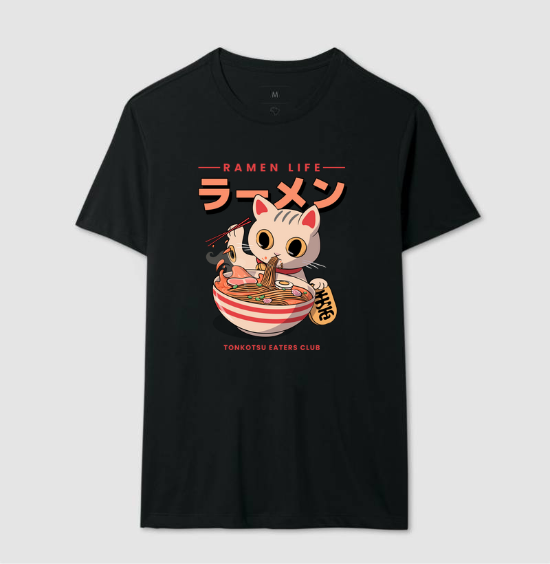 Camiseta Ramen e Gato