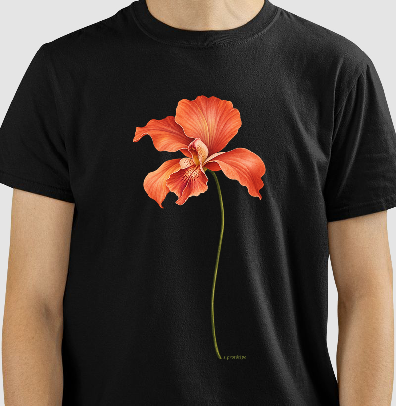 Camiseta Flor Laranja (estampa G)