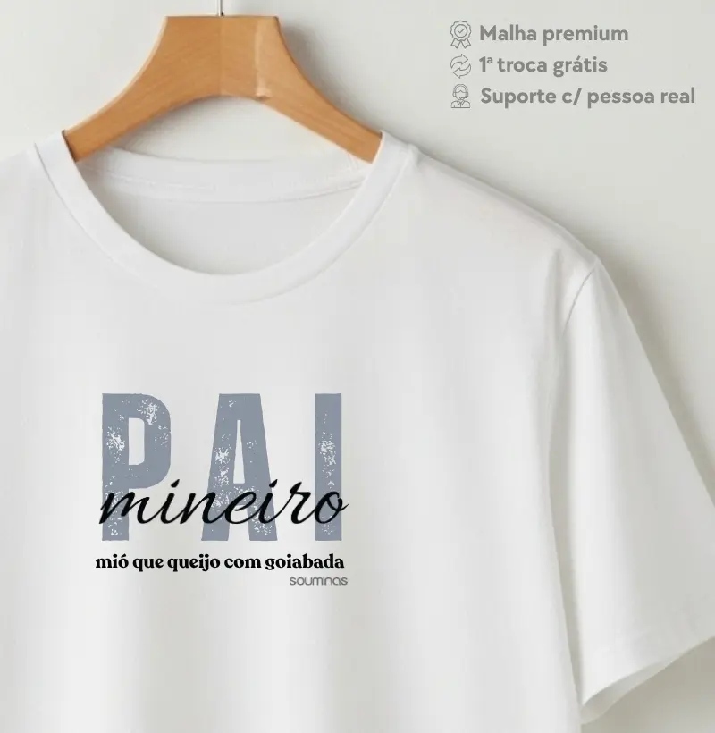 Camiseta Pai Mineiro Mió que Queijo com Goiabada | Humor Mineiro