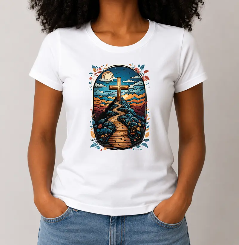 Camiseta Feminina Caminho da Cruz - Camiseta