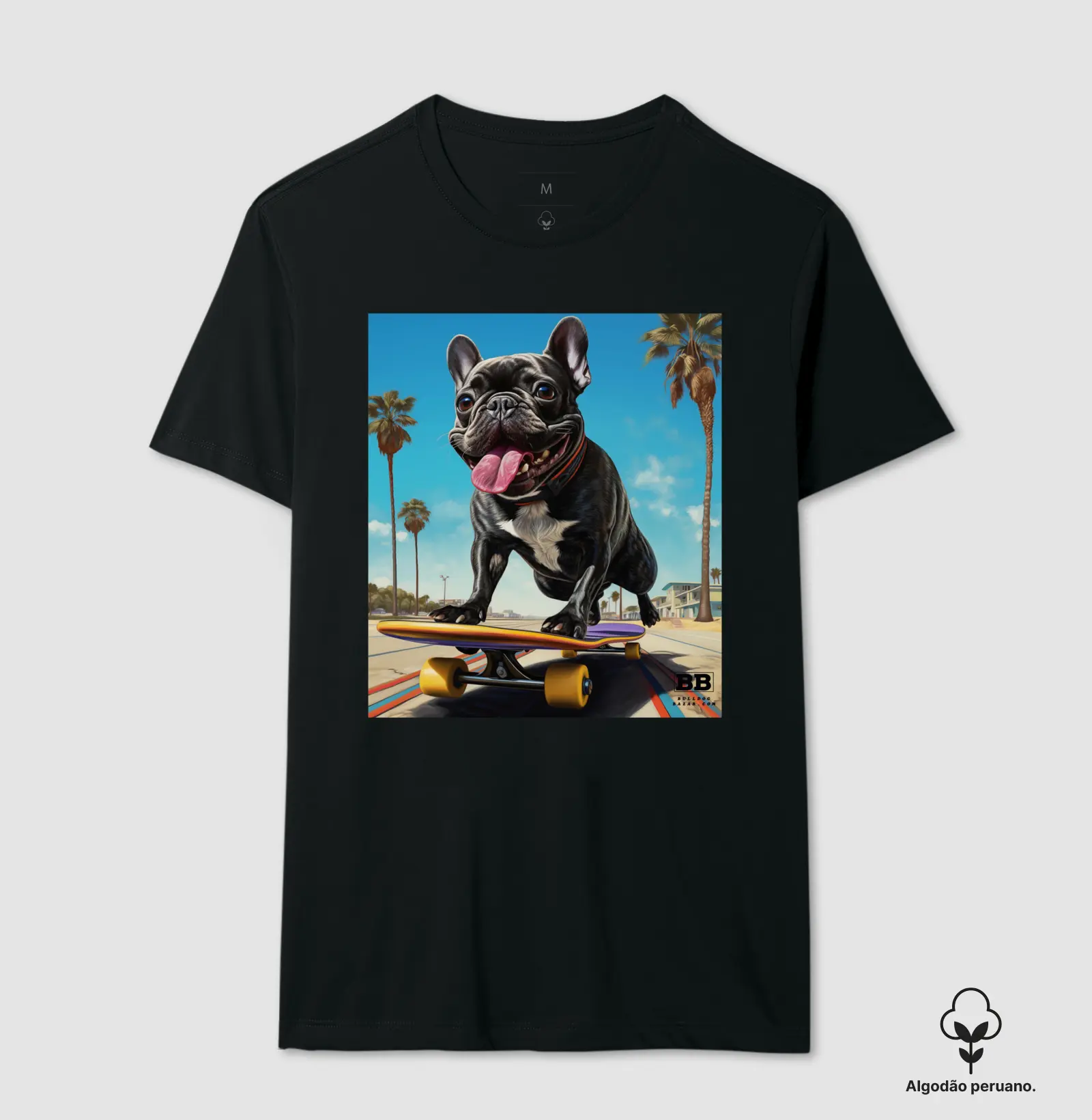 Camiseta Premium Bulldog Francês "Skate"