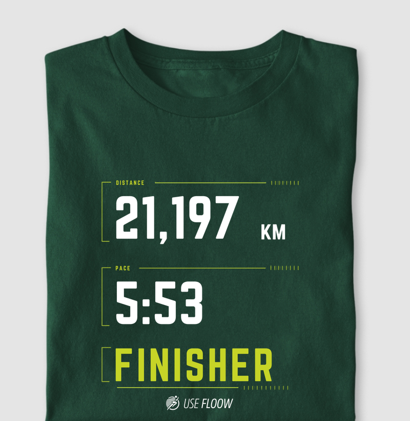 Camiseta Meia Maratona - Finisher 21 K Pace 5:53