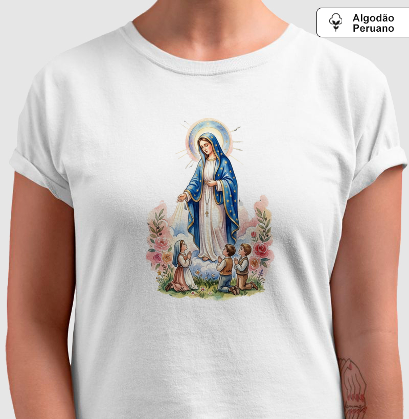 Camiseta Algodão Peruano Ave Maria e as Crianças