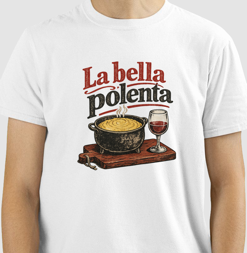 Camiseta La Bella Polenta – Estilo Retrô Italiano