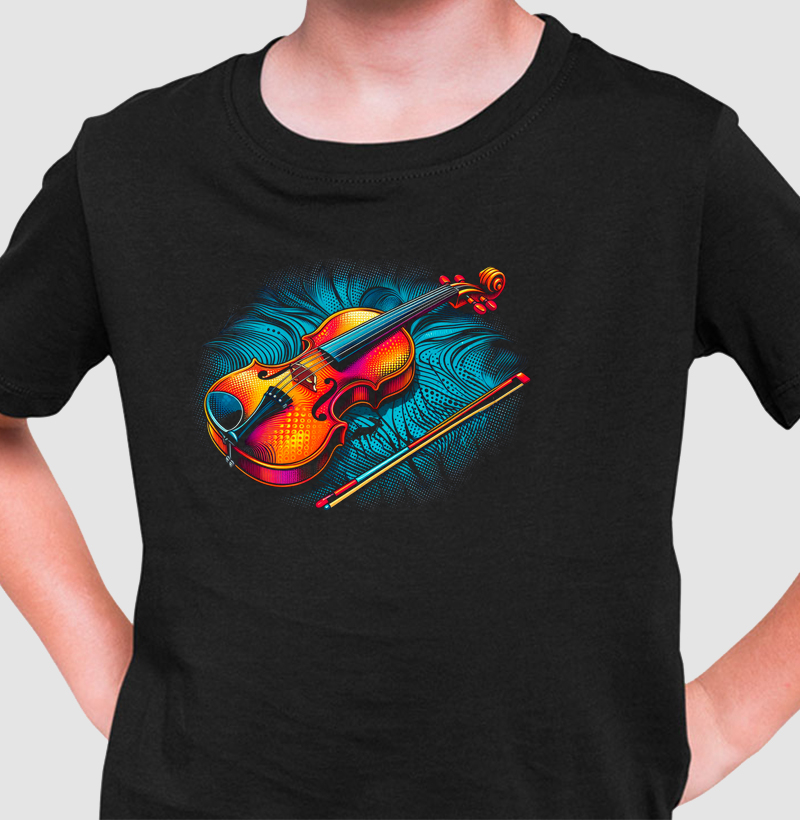 Camiseta Infantil Violino Pop Art