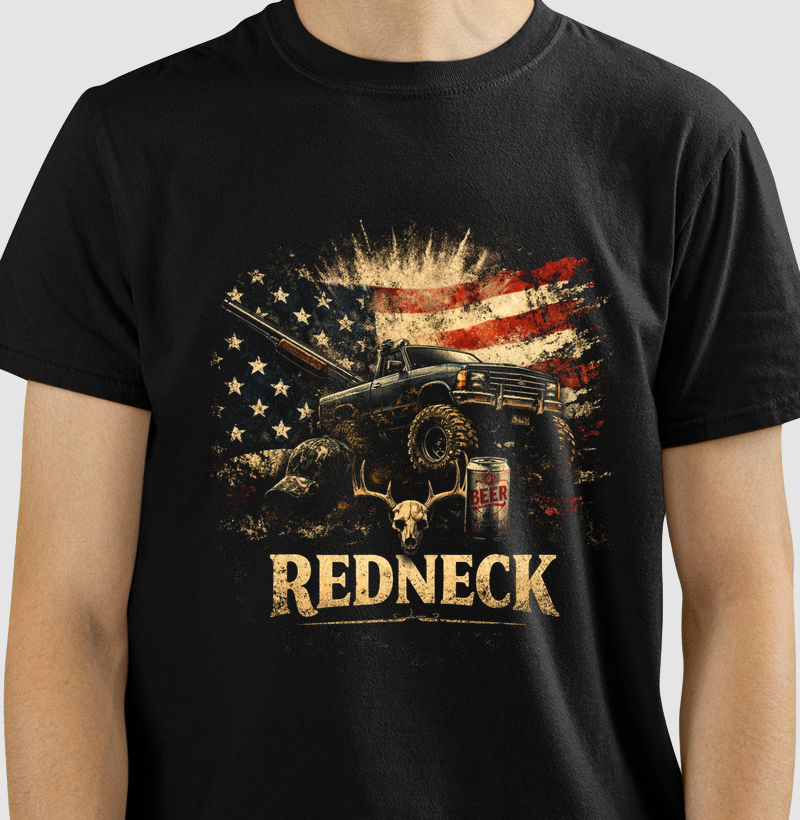 Camiseta Redneck Lifestyle – Truck, Beer & Hunting