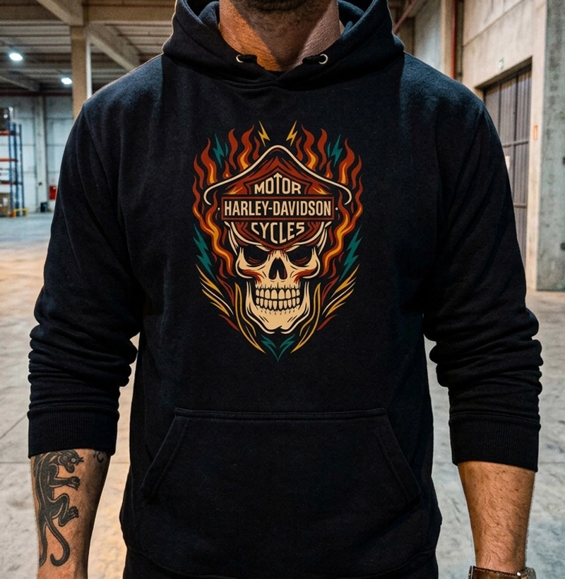 Skull Flames – Estilo Biker Clássico