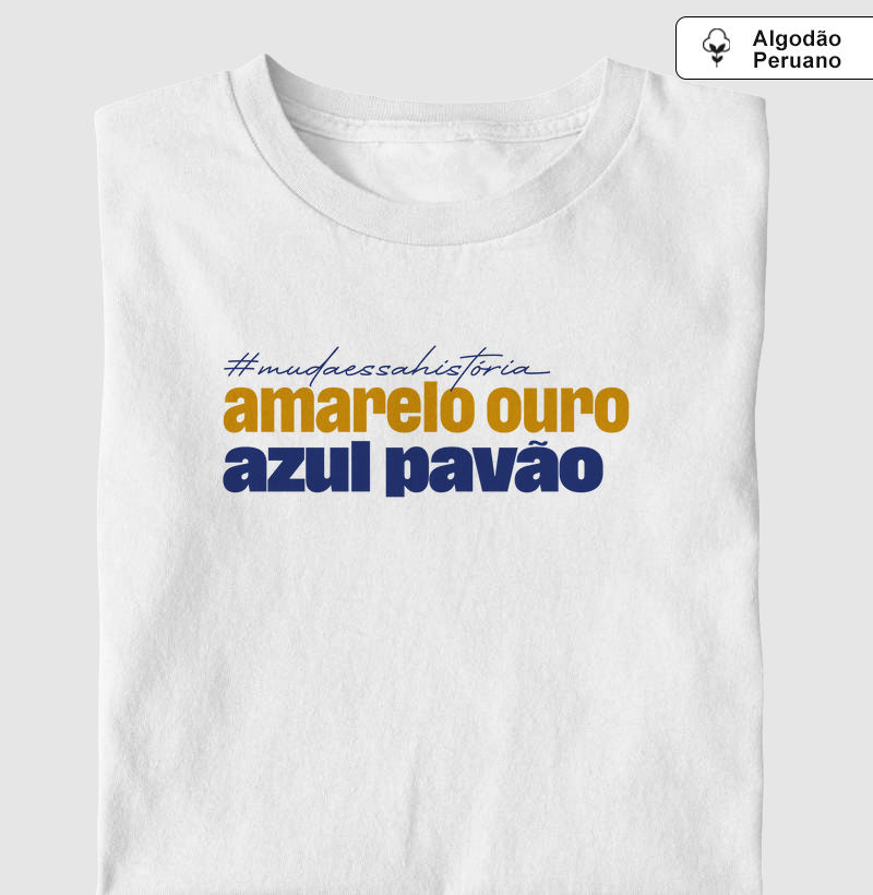 Algodão Peruano - Amarelo ouro, Azul pavão