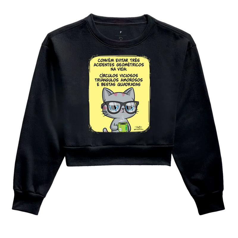 Camiseta Gato Sincero Geometria - Cropped Moletom