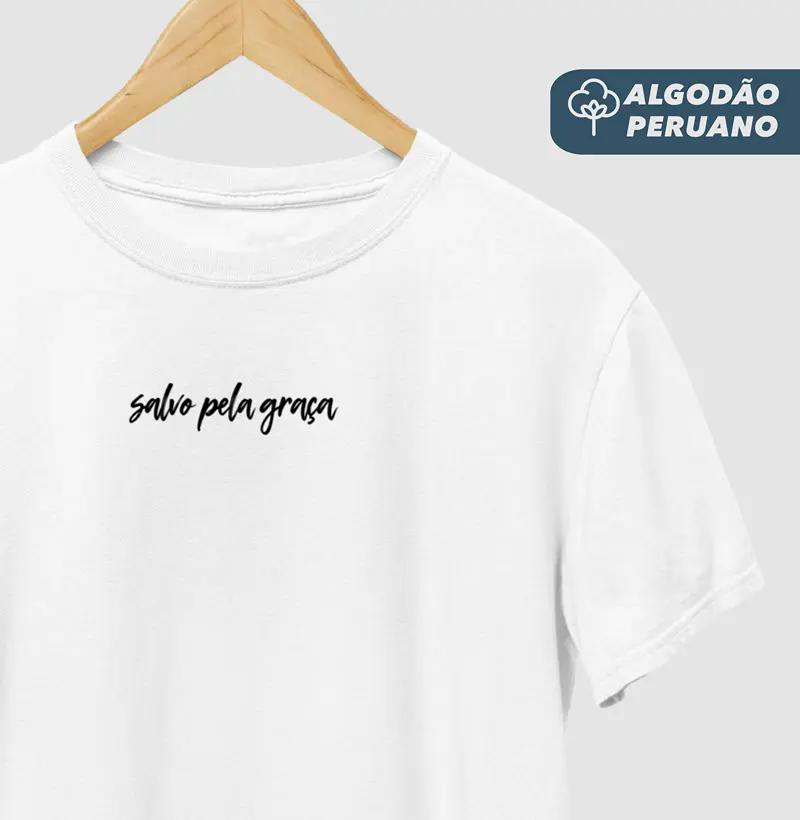 Camiseta Masc. Algodão Peruano Salvo Pela Graça - Camiseta Algodão Peruano