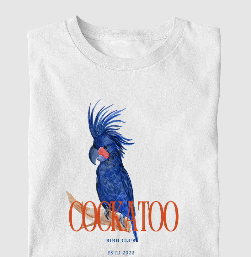 Camiseta Infantil Algodão com Estampa de Cacatua Azul – Bird Club