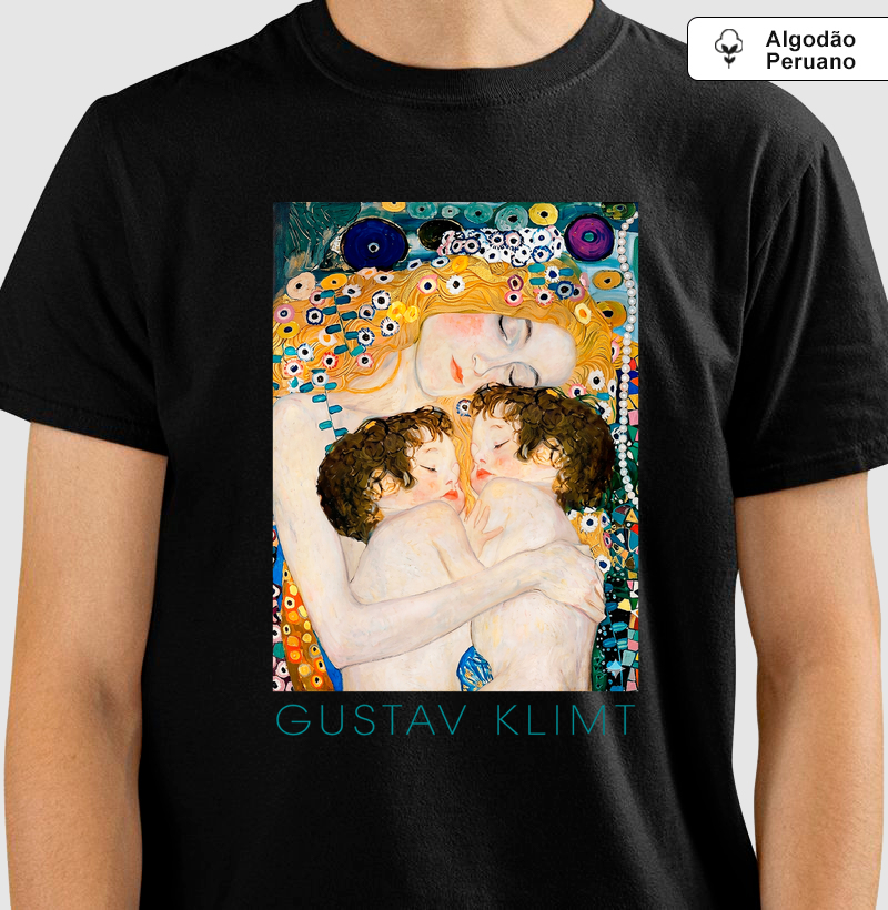 Camiseta Algodão Peruano Gustav Klimt Mãe e Filhos