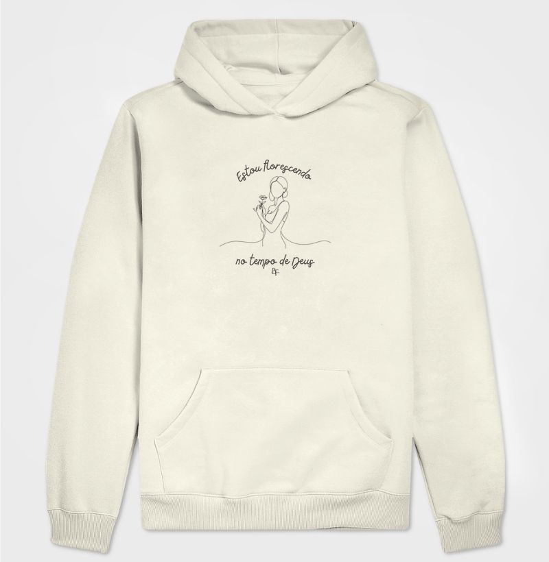 Florescendo no Tempo de Deus – Line Art Feminina - Hoodie Moletom