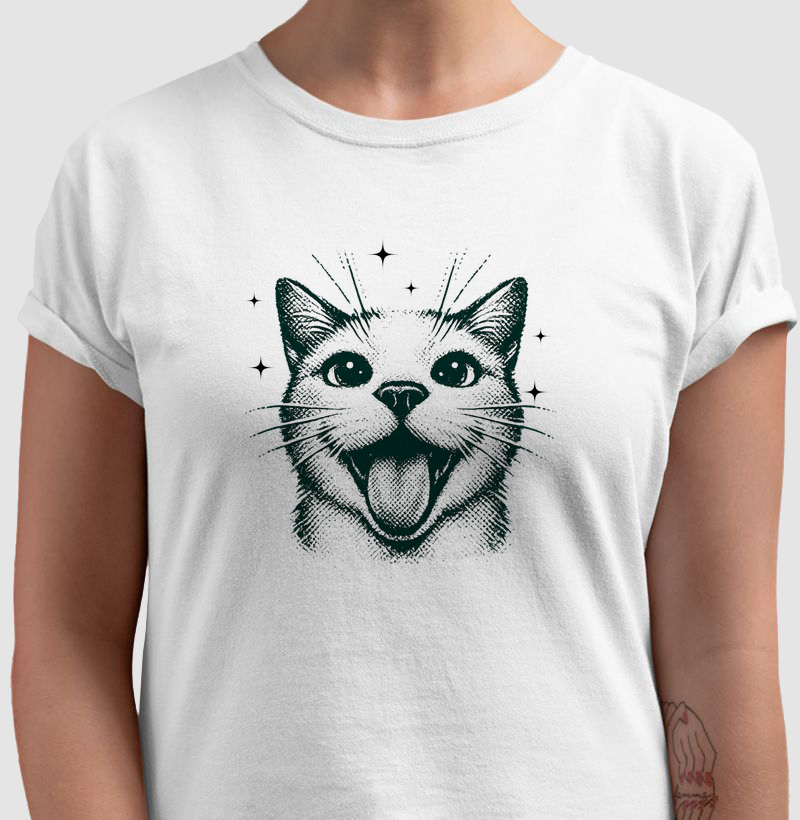 Gato Linguinha – Estampa Divertida de Gato