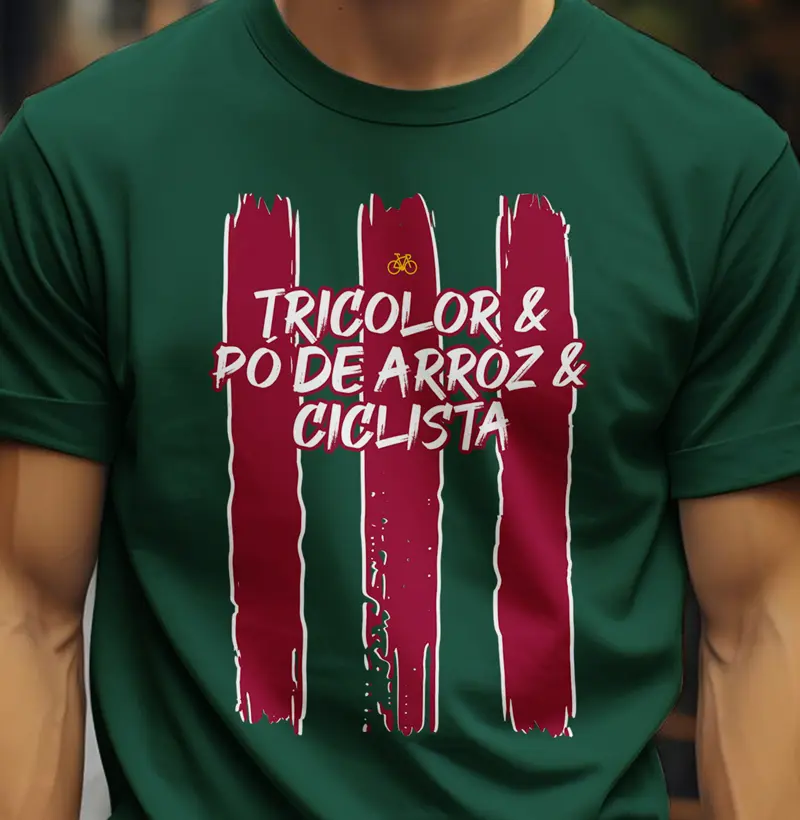 Tricolor e pó de arroz e ciclista