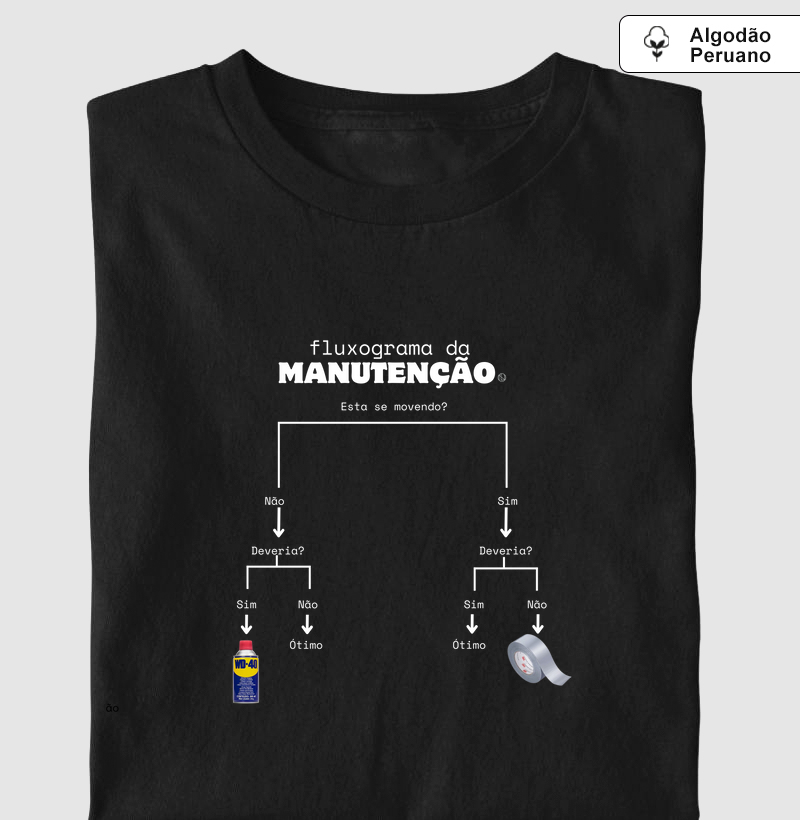 Camiseta Fluxograma da Manutenção  algodão peruano 