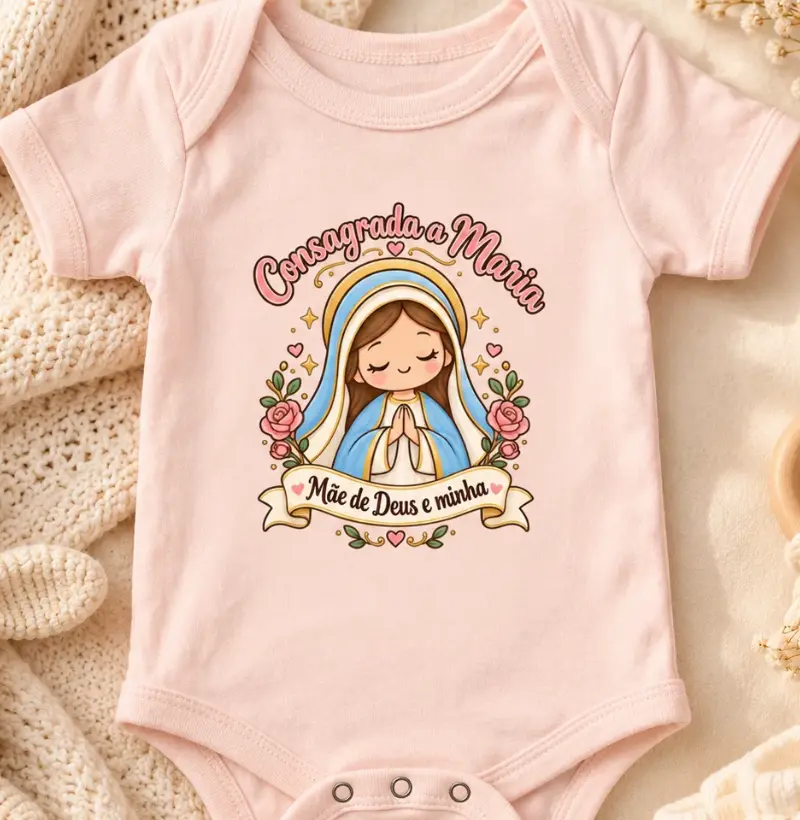 Consagrada a Maria desde o berço! 💗 - Body Infantil